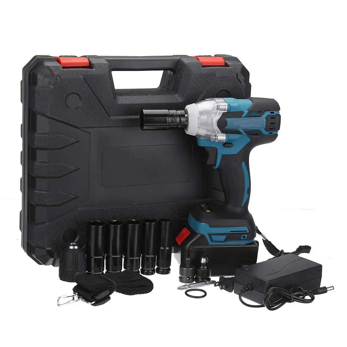 

388VF 520N.M Brushless Cordless Electric Impact Wrench Power Tools with 30000Amh Li Battery +LED light Adapt to Makita battery