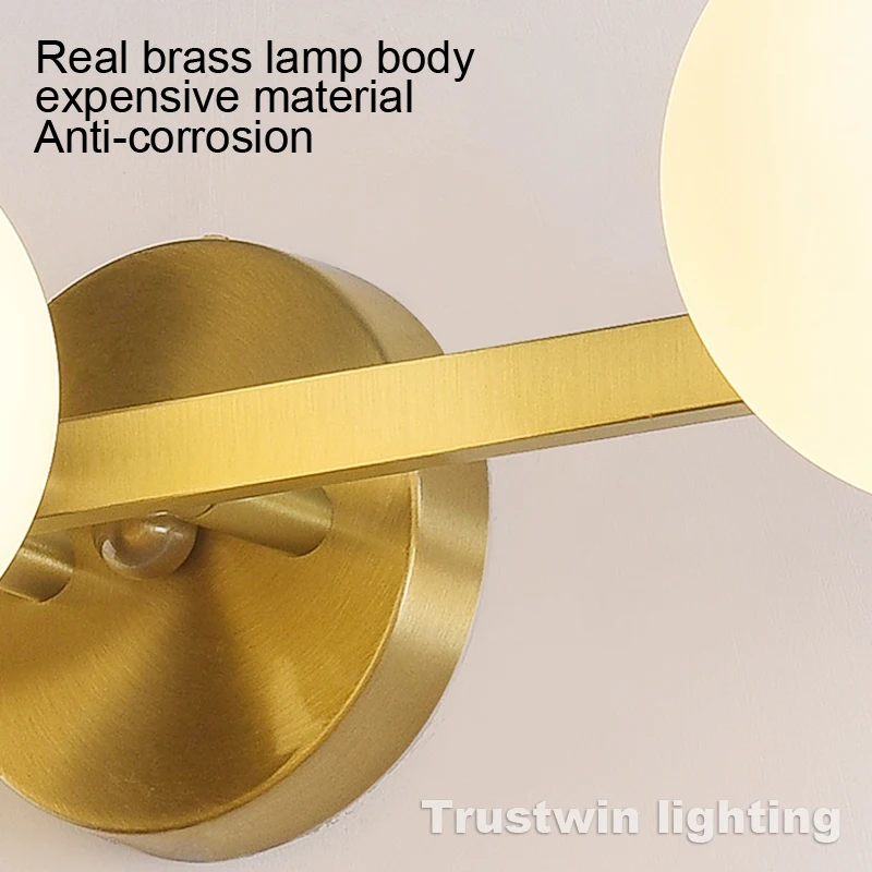 Современная медная латунная настенная Светодиодная лампа с круглыми