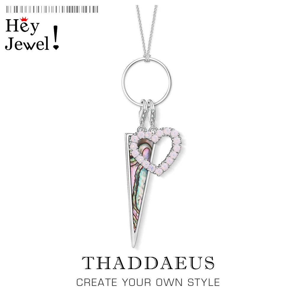 

Charm Necklace Heart Trilateral,2020 Spring Fashion Simple Design Jewelry Europe 925 Sterling Silver Bijoux Gift For Women