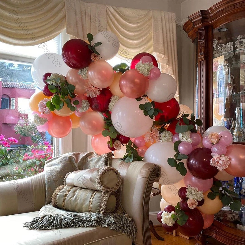 

75 шт. матовые пурпурные шары, гирлянда, арка, свадебное украшение, Жемчужный Розовый Золотой шар, украшение на день рождения, годовщину, детс...