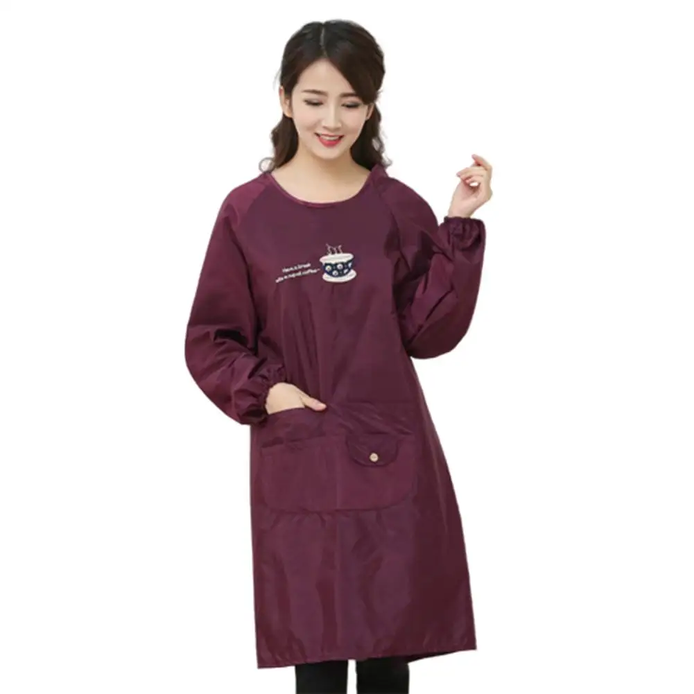 

2020 Women Waterproof Oil Proof Home Kitchen Apron Long Sleve Baking BBQ Chef Smock Kitchen Accessory