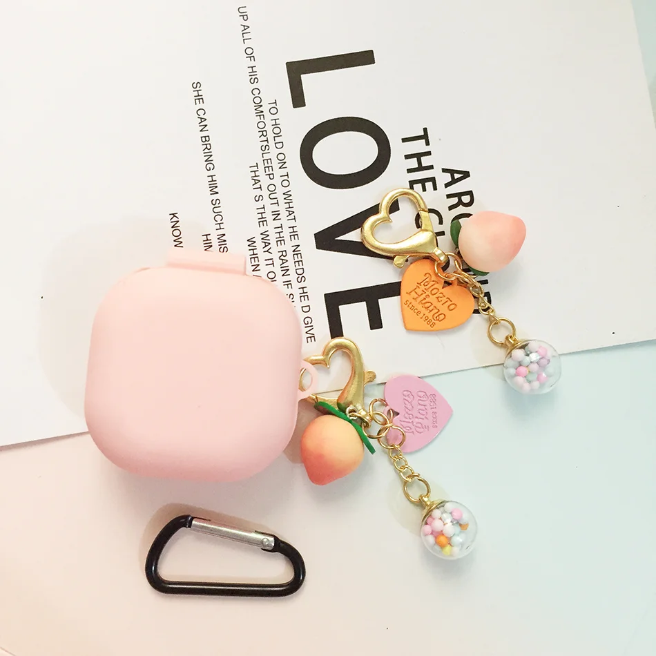 

For Samsung Galaxy Buds 2 / Buds Live / Galaxy Buds PRO Earphone Case Cute Sweet Peach Pendant Protector Hearphone Cover