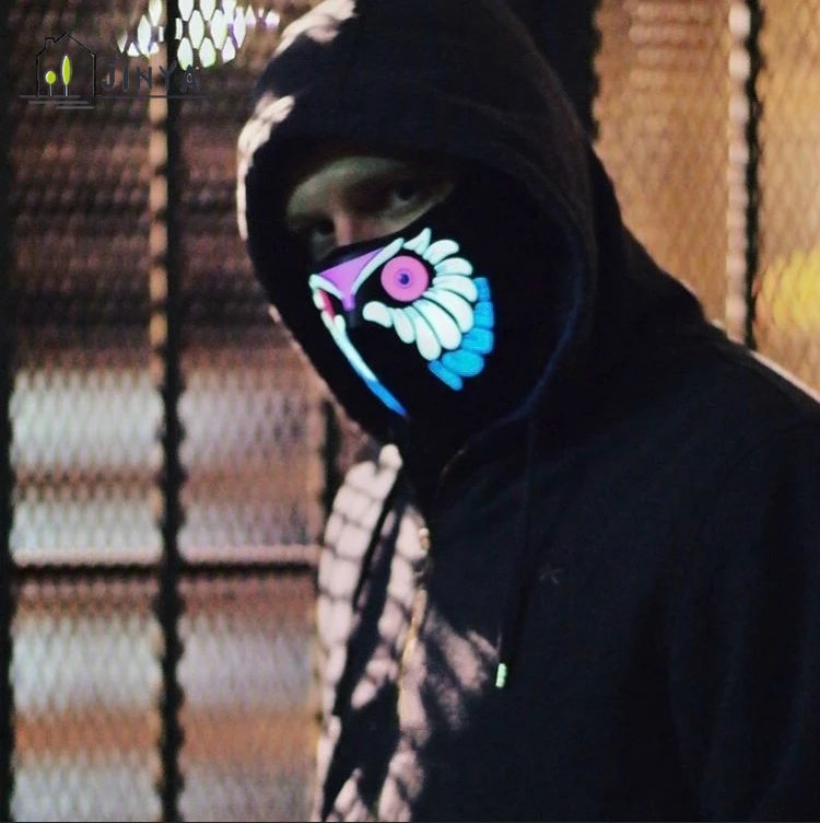 Модная светящаяся маска для Хэллоуина пасхального рейва голосовое управление