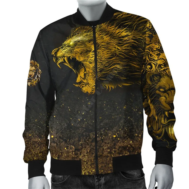 Lion Warrior Amor Tattoo Bomber Jackets 3D Printed Flight Jacket Women For Men fashion winter autumn warm zipper coat