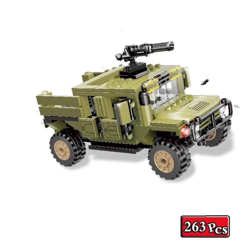 

Military Series World War II Mountain Armored Off-Road Vehicle Artillery Accessories Building Blocks Bricks Toys Gifts