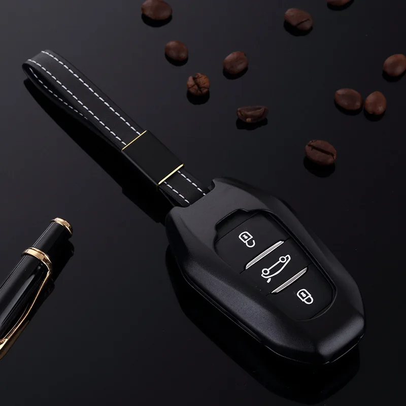 

Car Aluminium Alloy Key Holder Cover Bag Shell Pocket For Peugeot 2019 3008 4008 5008 Key Accessories for Citroen C4