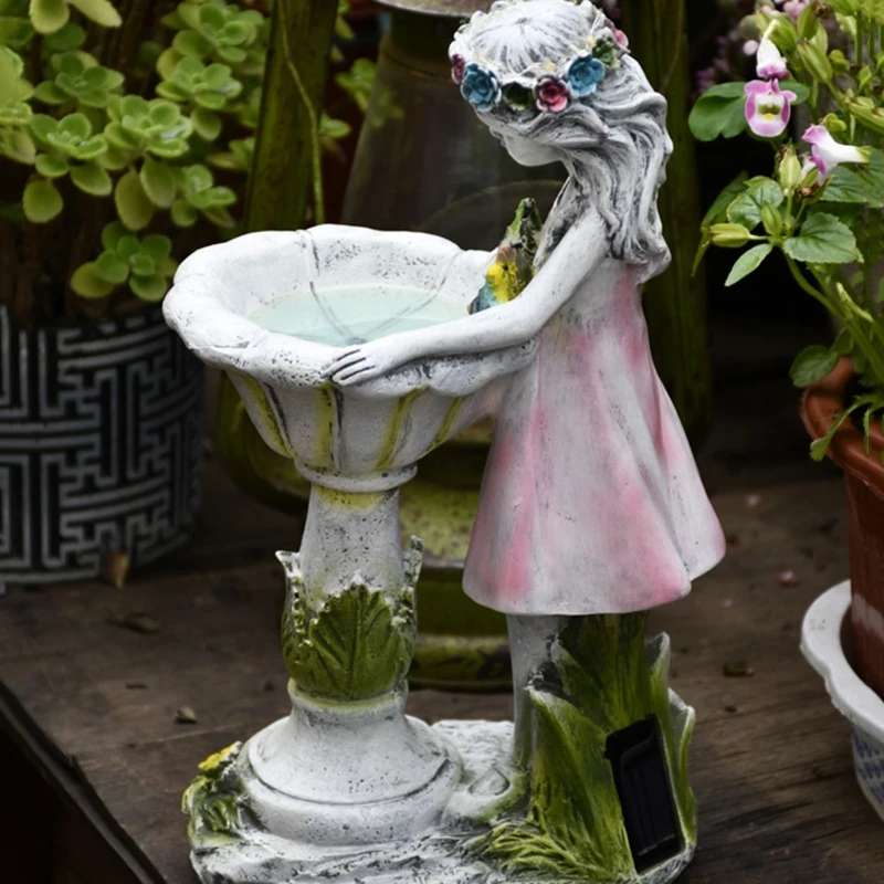 

LXAF SolarGarden Fairy Angel Statue Resin Craft Landscaping Figurine Sculpture Decor