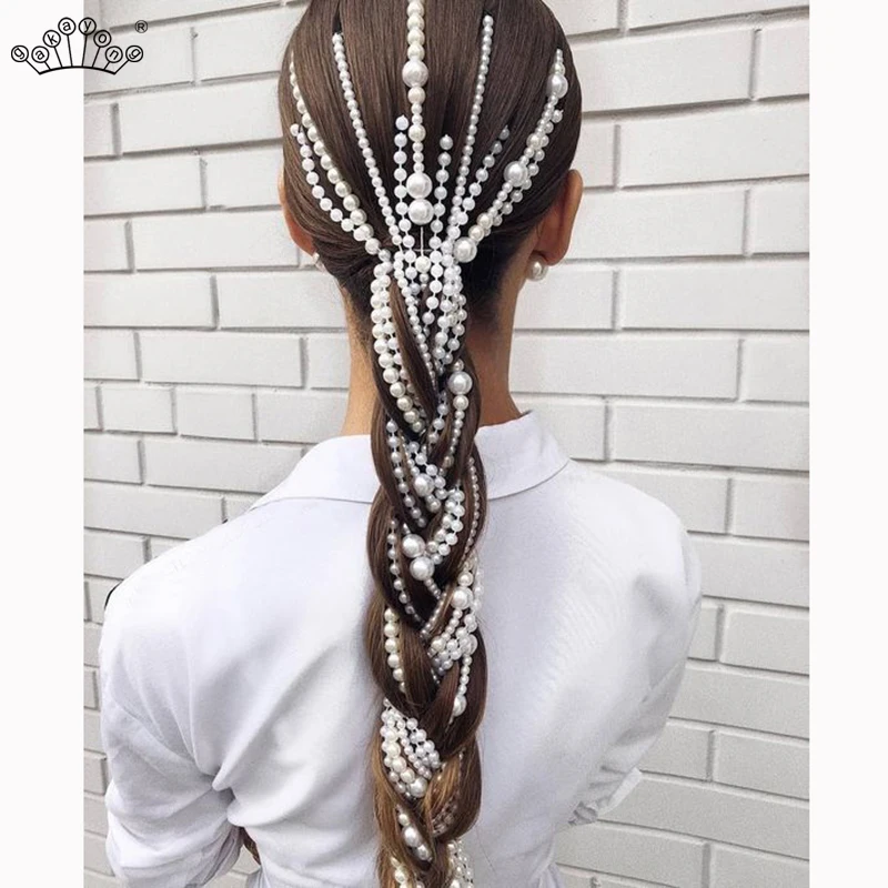 

Simulated Pearl Long Tassel/Chain Bridal Wedding Hair Accessories Hair Clip Women Party Wedding Accessories Hair Jewelry