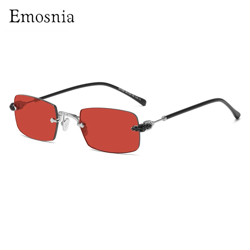

Small Square Rimless Sunglasses for Women 2020 Framless Rectangle Sun Glasses Luxury Brand UV400 Metal Red Shades for Men Gift