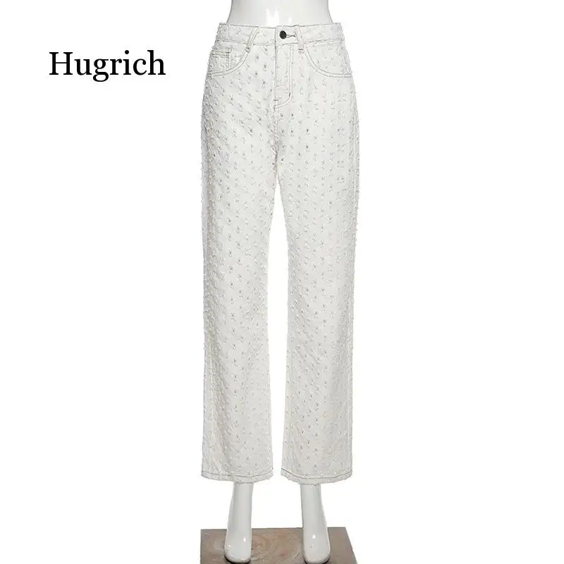 

2021 Autumn and Winter New Women's Wear Polk Dot Hollow Out Loose High Waist Fashion Leisure Wide Leg Pants