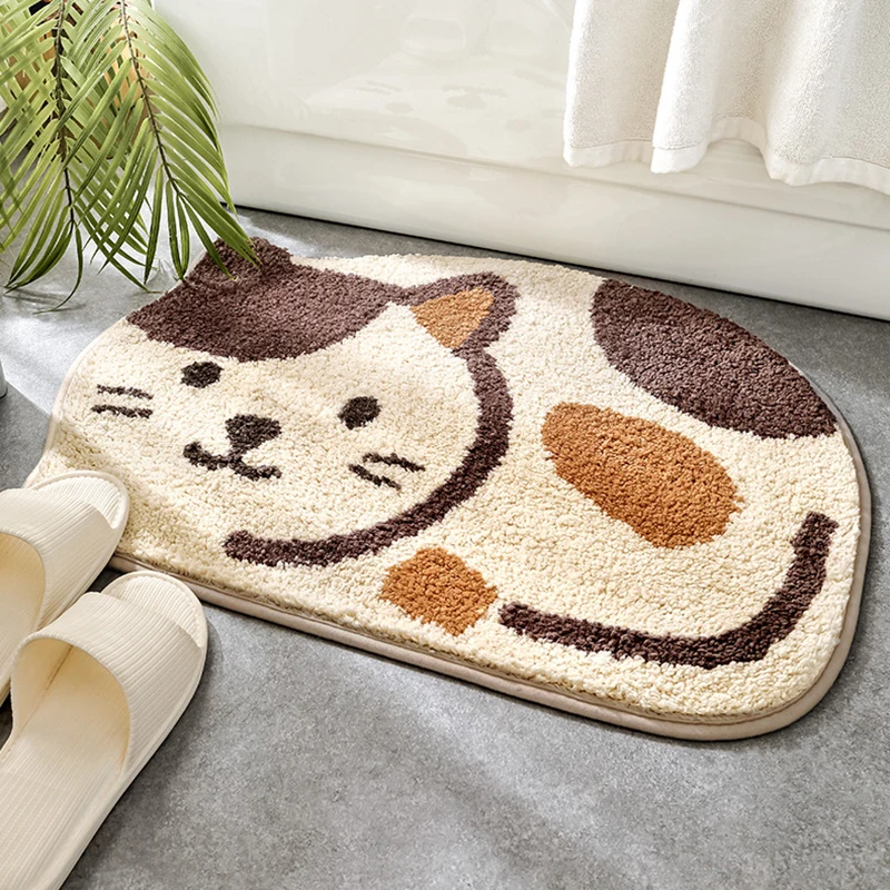 

Cat-shaped home porch rug bedroom living room thickened plush special-shaped floor mat bathroom absorbent non-slip mat