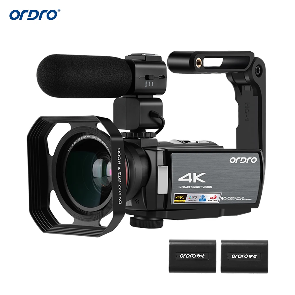 Видеокамера ORDRO HDV AE8 4K WiFi цифровая видеокамера DV 30MP 16X 3 дюйма IPS сенсорный экран 0.39X