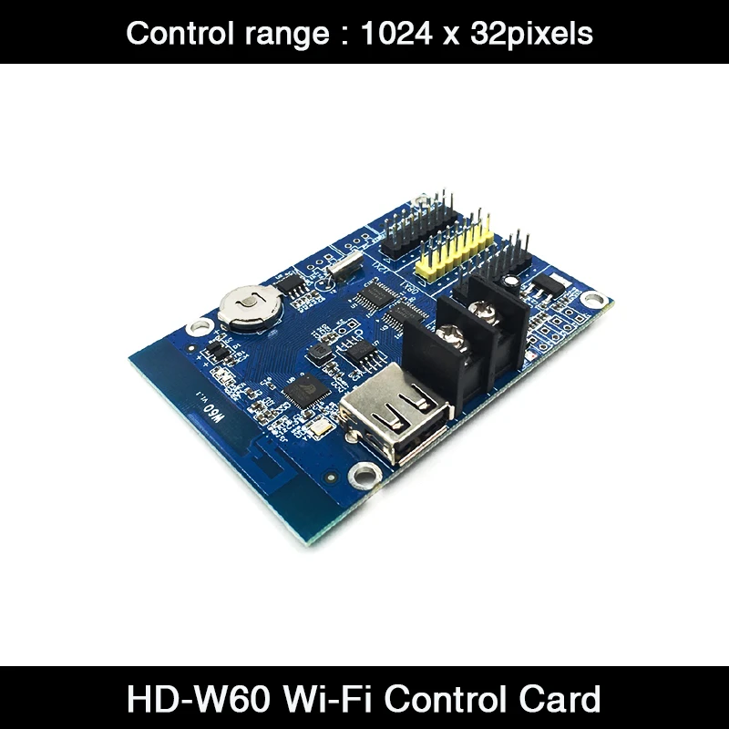 

Free Shipping HD-W60 USB+Wifi Single Color & Dual Color Asynchronous Controller 2*HUB12 & 1*HUB08 LED Display Control Card