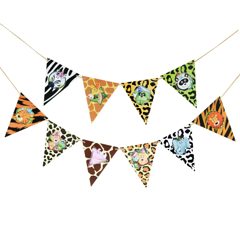 Животные джунгли баннер тропический лес Зебра Леопард гирлянда пальмовый лист