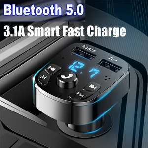 Автомобильный FM-трансмиттер Konrisa с Bluetooth 5,0, беспроводной аудио-приемник с функцией громкой связи, Автомобильный MP3-плеер А, быстрое зарядное устройство с двумя USB-портами