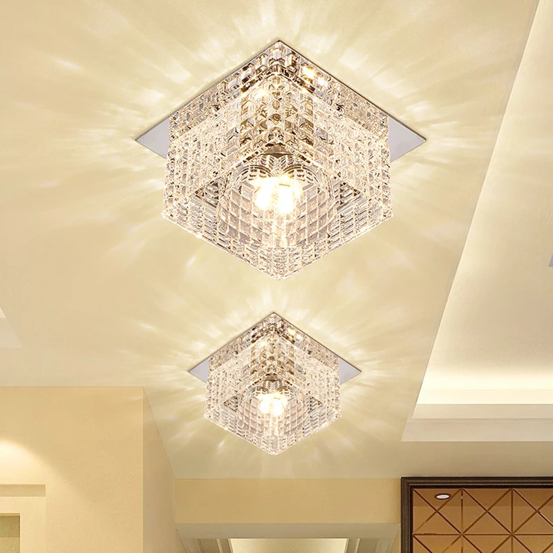 

Modern Crystal Glass LED Ceiling Light Hallway Living Room Foyer Ceiling Mounted/Recessed Lamp 3W 5W Dia100mm Ceiling Lamp