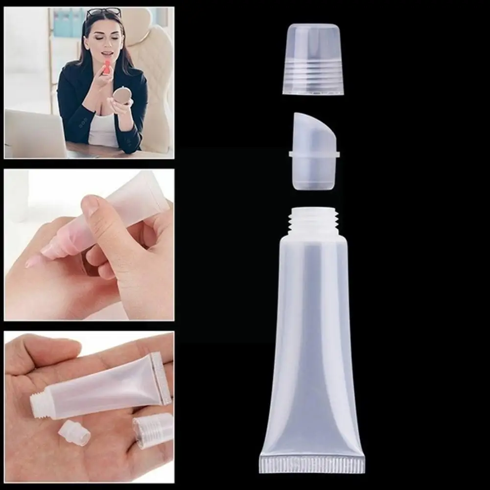 

Transparent Plastic Empty Lip Gloss Balm Soft Tube Tools Refillable DIY Container Material Girls Packing Cosmetic Cosmetics R2H5