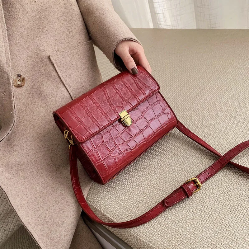 Mododiino сумка через плечо с каменным узором из искусственной кожи для женщин замком