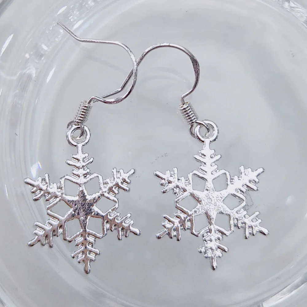2021 эффектные висячие серьги в виде снежинок для женщин с серебряным покрытием