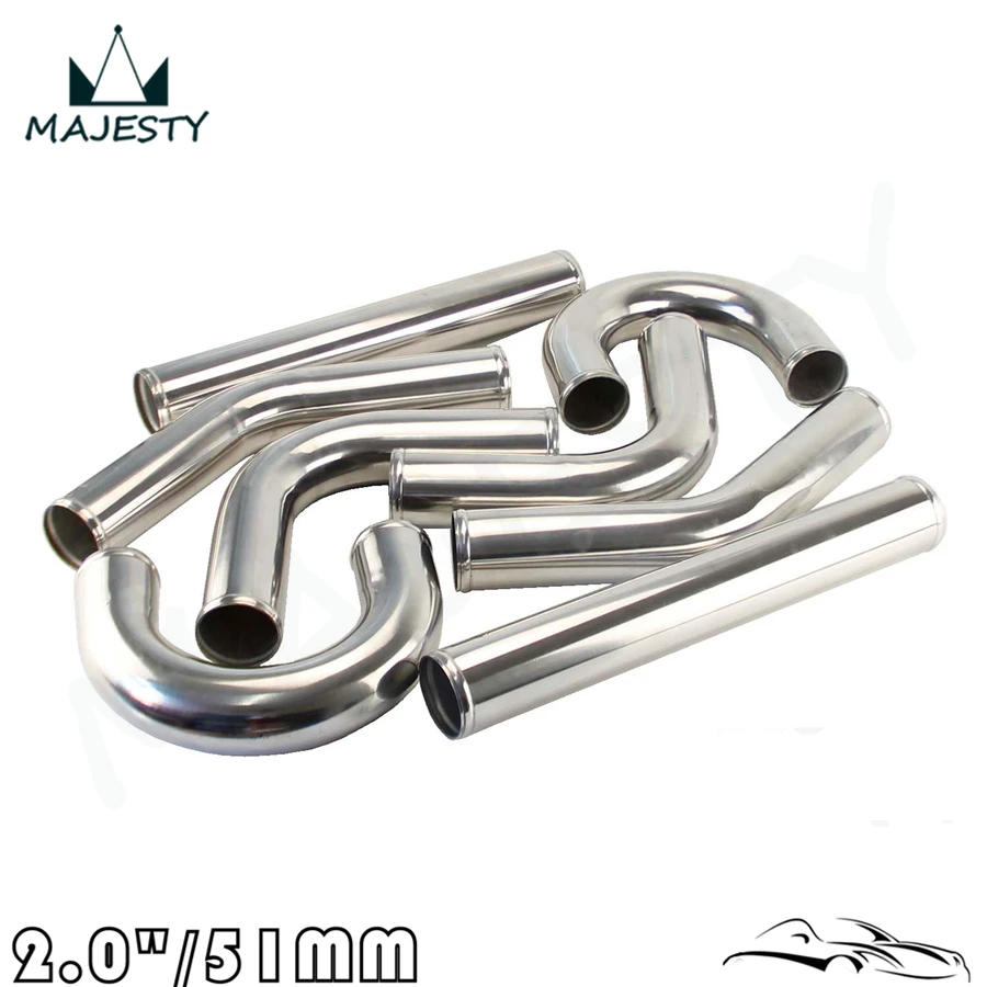 Турбо интеркулер труба 2 &quotХромированная алюминиевая + T-CLAMPS силиконовые шланги