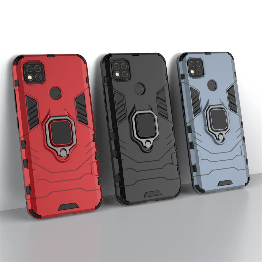 

Shockproof Armor Case for Xiaomi Redmi 9A 9C 9T Magnetic Ring Stand Bumper Phone Back Cover for Xiaomi Redmi Note 9T 9A Case
