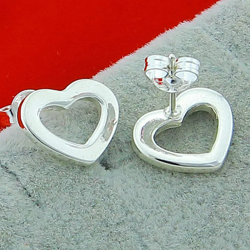925 Серебряное пустое сердце серьги для женщин подарок на день Святого Валентина