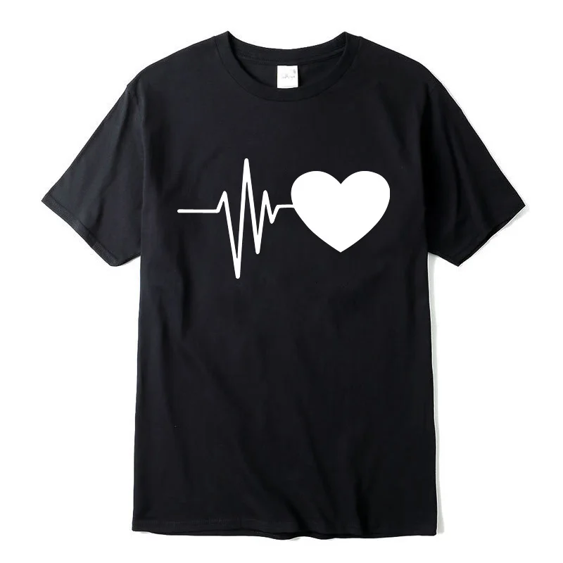 

2021 new men's t-shirt interesting heart rate creative print men's t-shirt casual t-shirt o-neck t-shirt men's t-shirt