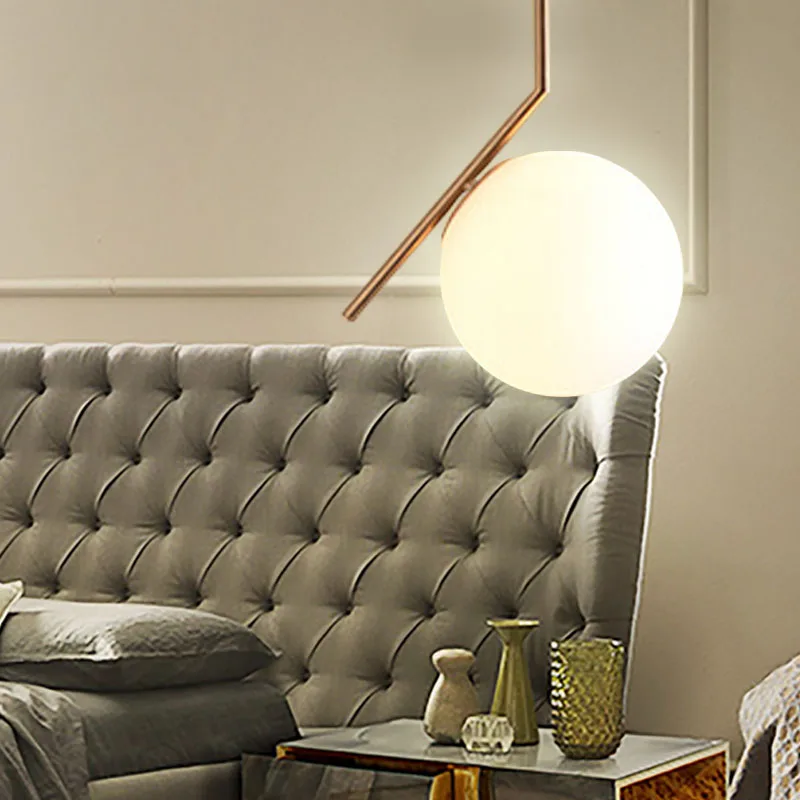 

Ball Pendant Light Fixture E27 LED Bulb Pendant Lamp LED Bulbs Creative Glass Modern Nordic Home Deco Dining Room Golden White