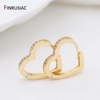 2022 new trendy gold plated heart shaped hook earrings for women fashion jewelry 12mm 14 mm 16mm zircon heart earring for girl