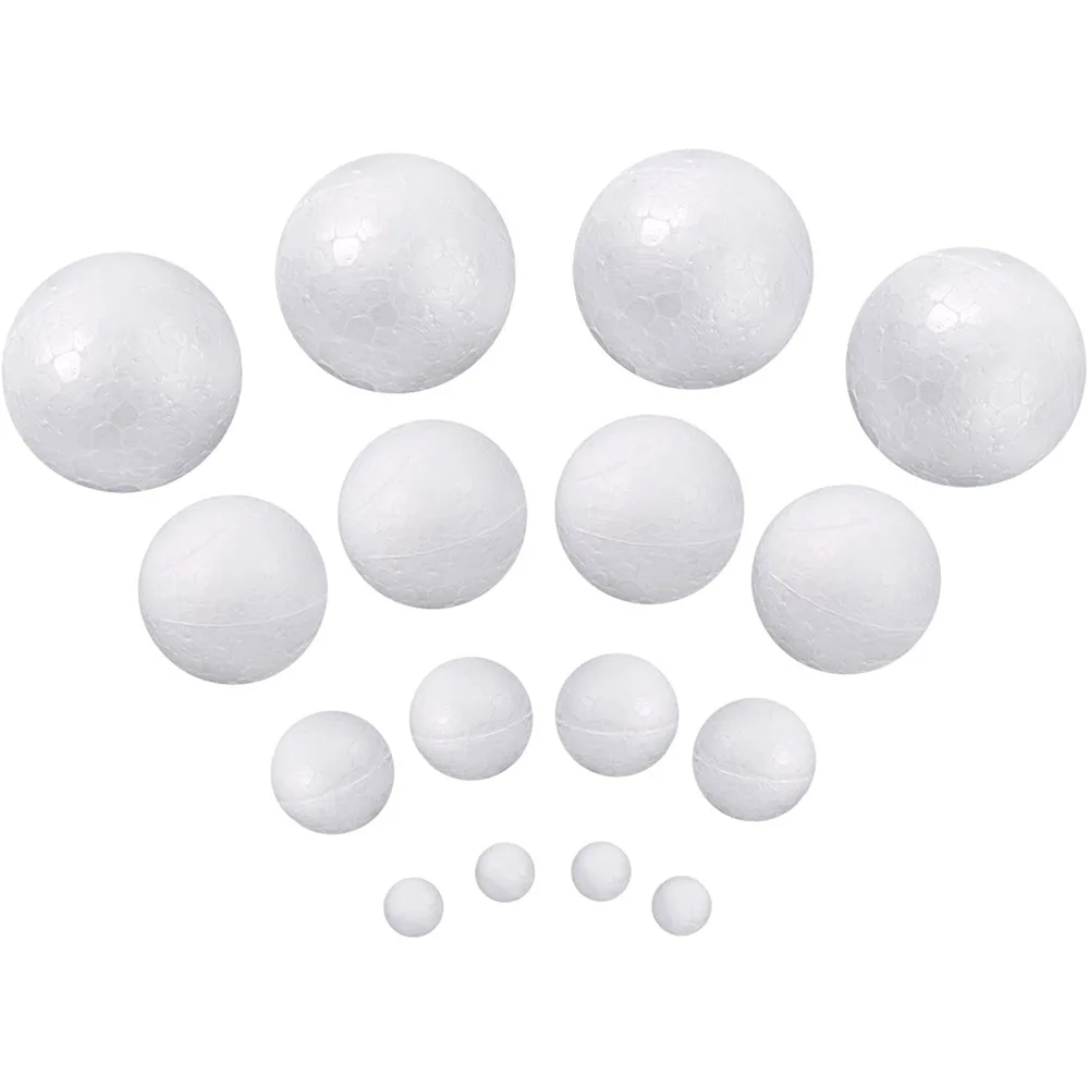 

56 Pieces White Foam Balls Craft Ball Art Decoration Balls for Christmas Household School Projects, 4 Sizes