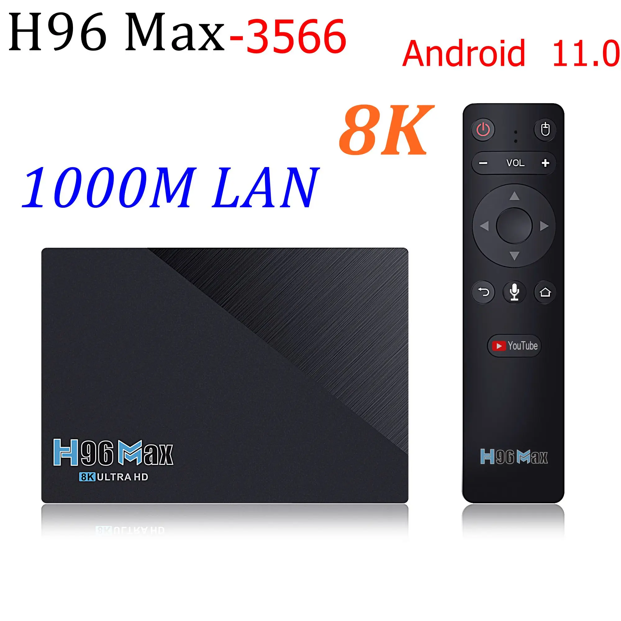 ТВ приставка H96 MAX Android 11 0 четырехъядерный процессор RK3566 64 бита 8 ГБ ГБ/4 32 LAN 1000 Мбит