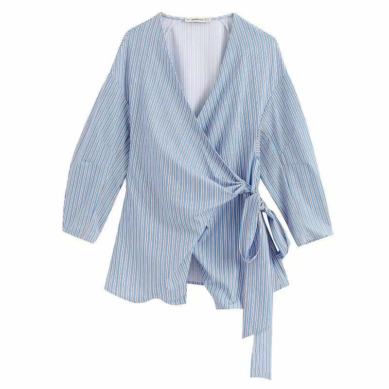 Женская блузка в полоску винтажный комплект из двух предметов рубашка с поясом