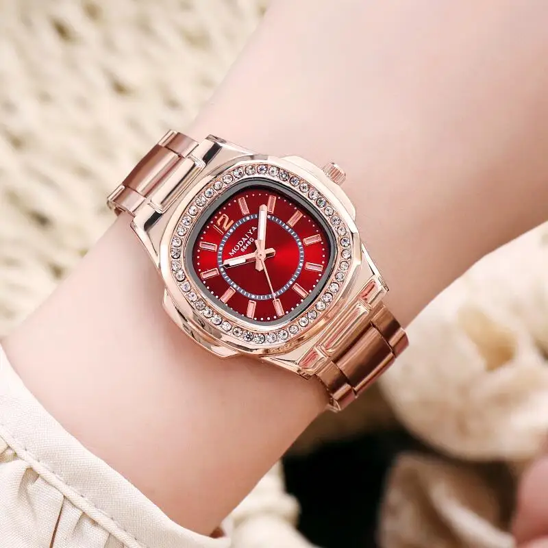 

2021 New Fashion Stainless Stell Women Dress Watches Quartz Colorful Luxury Gold Black Women Wrist Watch Relogio Feminino Montre