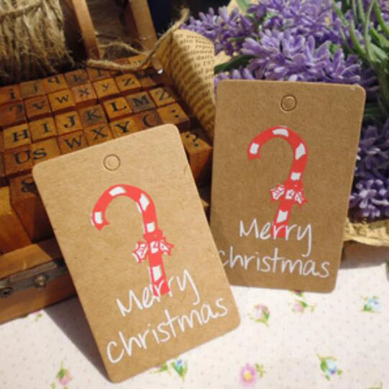 50 шт. бирки из крафт-бумаги Счастливого Рождества подарок Санта-Клаус бумажная