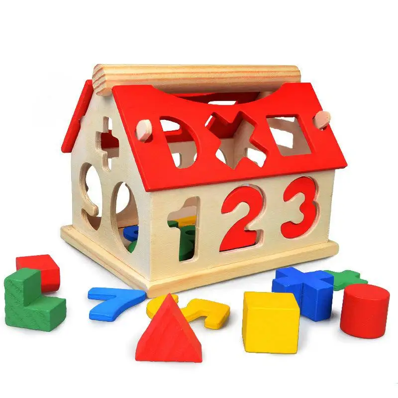 Деревянные головоломки строительные блоки игрушка мудрость дом когнитивные