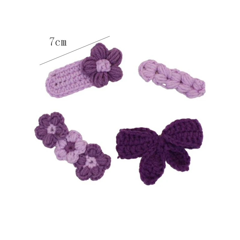 

4pcs/set Adorable Colorful Knitted Bowknot Flower Hair Clip Hairpin for Women Kids Accessories 2021