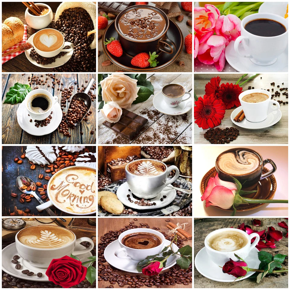 

5d diy алмазная живопись кофе, вышивка крестиком на рисунке, набор 5d мозаичного искусства картина Стразы вышивка украшение дома подарок