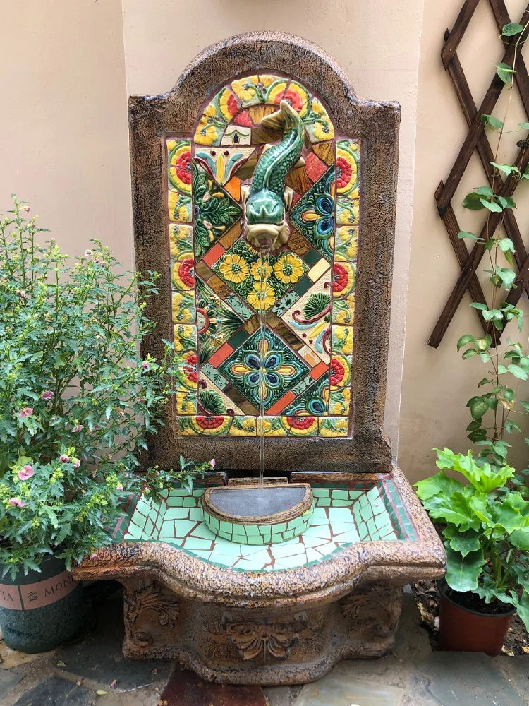 

zq American and European Style Courtyard Outdoor Ceramic Fountain Garden Flowing Water Ornaments Outdoor Landscape Decoration