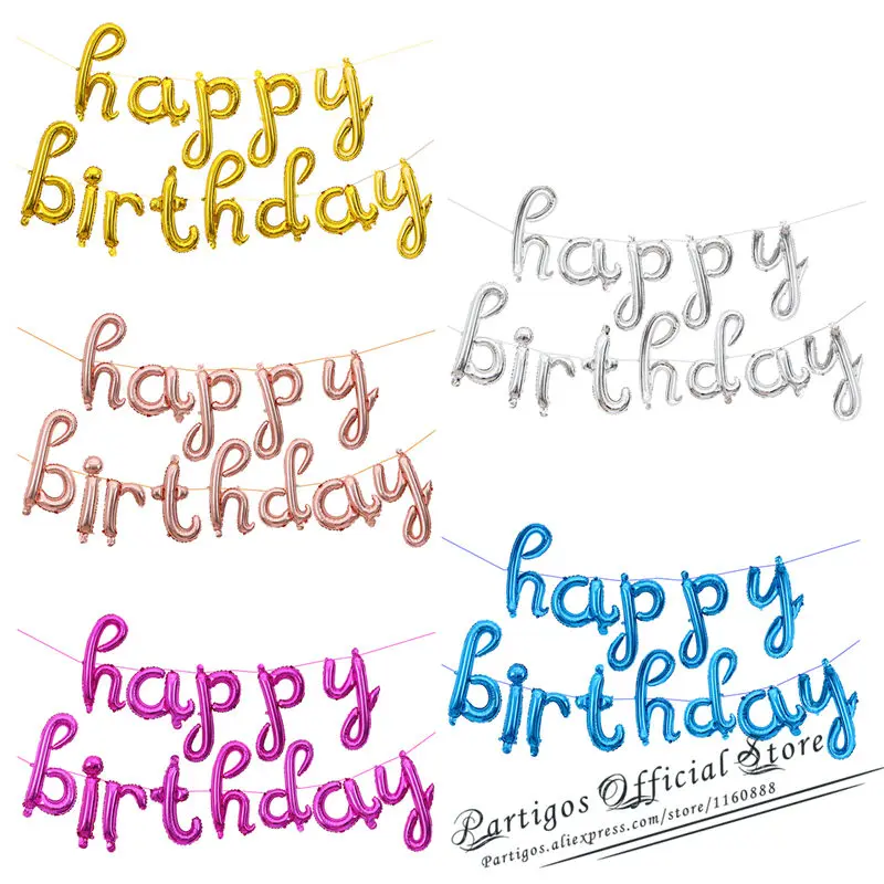 16 дюймов розовое золото с днем рождения буквы воздушные шары Lowercase письма почерк