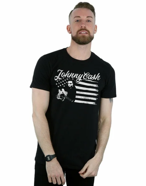 

Johnny Cash Men's Flag Stripes T-Shirt Tee