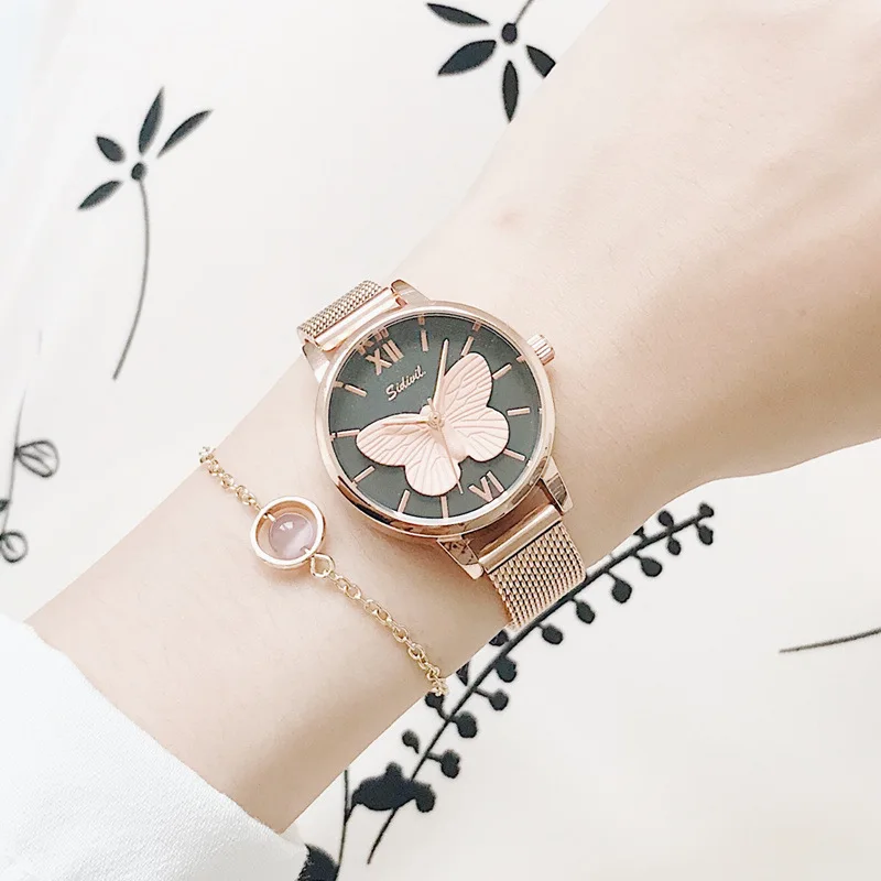 Изысканный 3D креативный бабочка уникальные женские кварцевые часы простой под платье Женские Элегантные