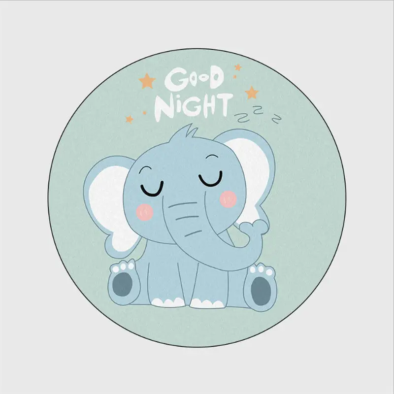 

Cartoon Blue Elephant Round Carpets for Living Room Bedroom Decor Area Rug for Bedroom Children Playing Mat