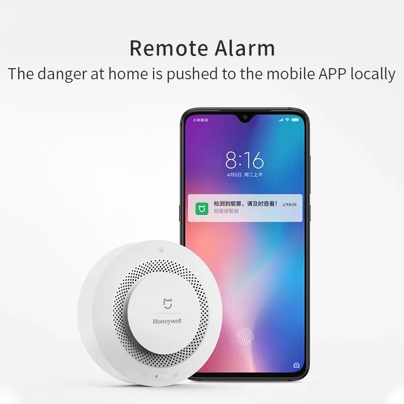 

Xiaomi Smoke Detector Honeywell Sensor Mijia Fire Alarm Audible Visual Alarm Work With Gateway 2 Smart Home Remote APP Control