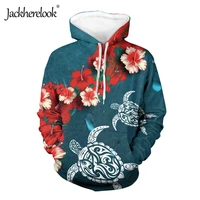jackherelook loose oversize hoodies womens sweatshirt hawaii turtle polynesian tribal hibiscus print ladies tracksuits jackets