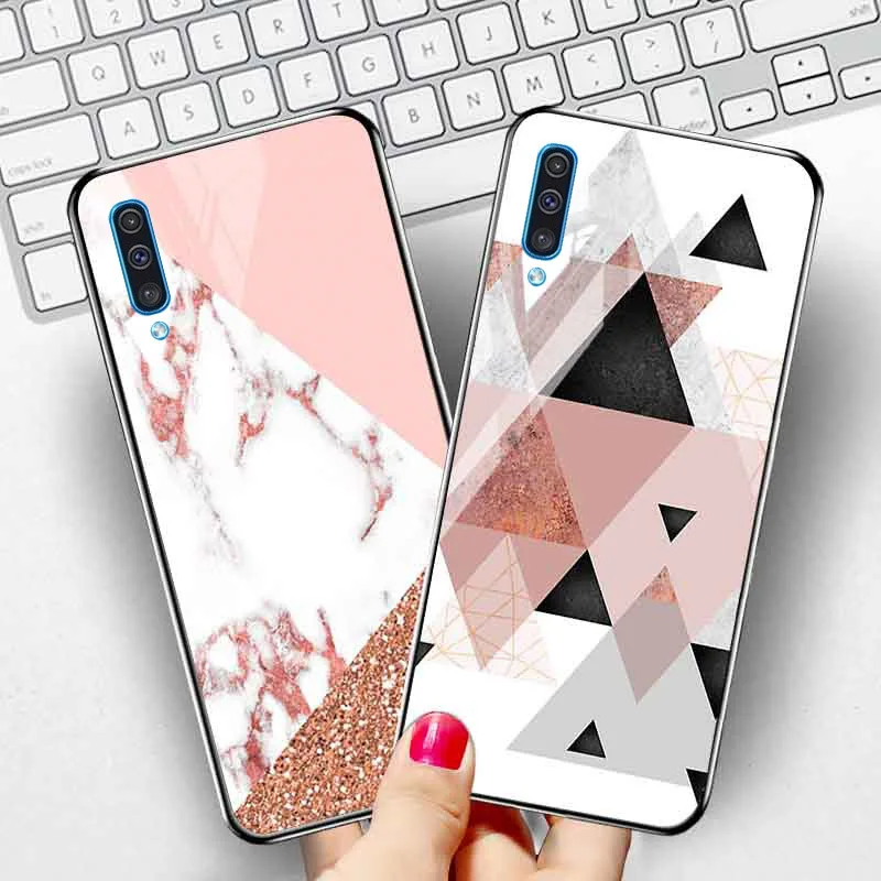 Чехол из закаленного стекла для Samsung A50 чехол Galaxy A 50 силиконовый телефона A90 A70 A60 A40