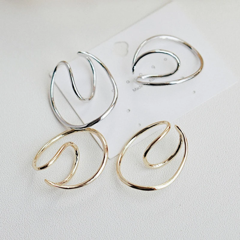 Золотые волнистые ушные манжеты несимметричные витые линии трек круглые для