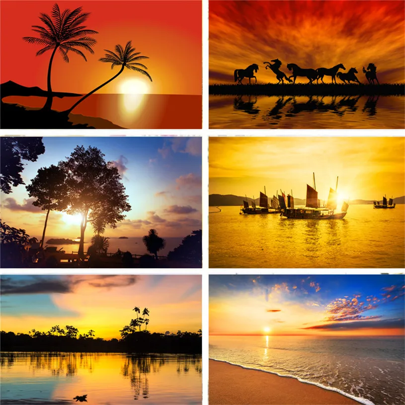 Фон Nitree для фотостудии пейзаж природы закат на море HD узор Виниловый фон ткань