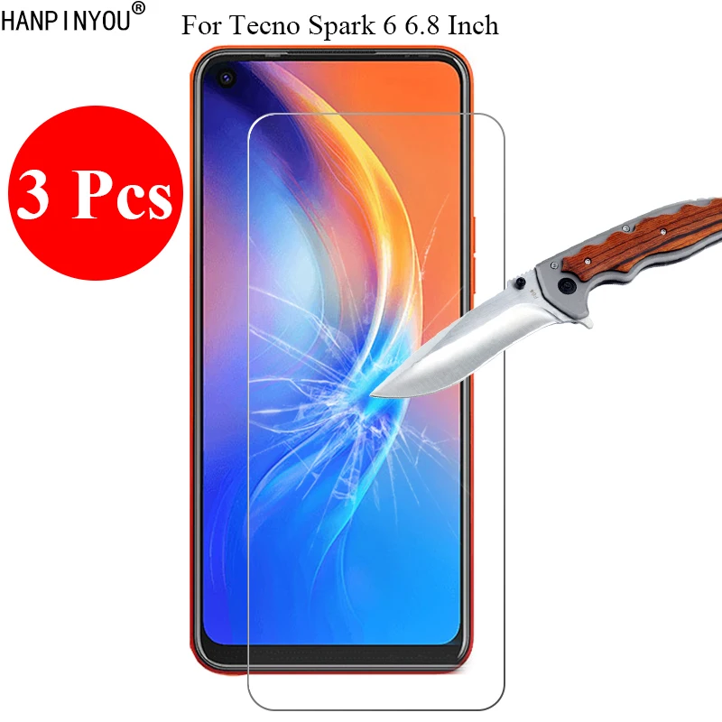 

Закаленное стекло для Tecno Spark 6 Spark6 6,8 Дюйма 9H 2.5D, 3 шт./лот, защитная пленка для экрана + инструменты для очистки