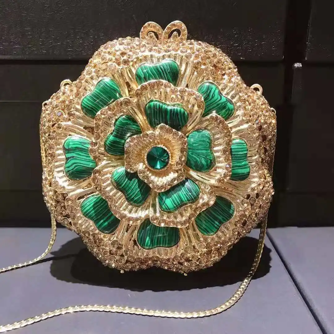 

Gold Rhinestone Crystal Wedding Clutches For Women Phone Diamond Messenger Bags Handbags 100 % Handmade Small Party Prom Purses