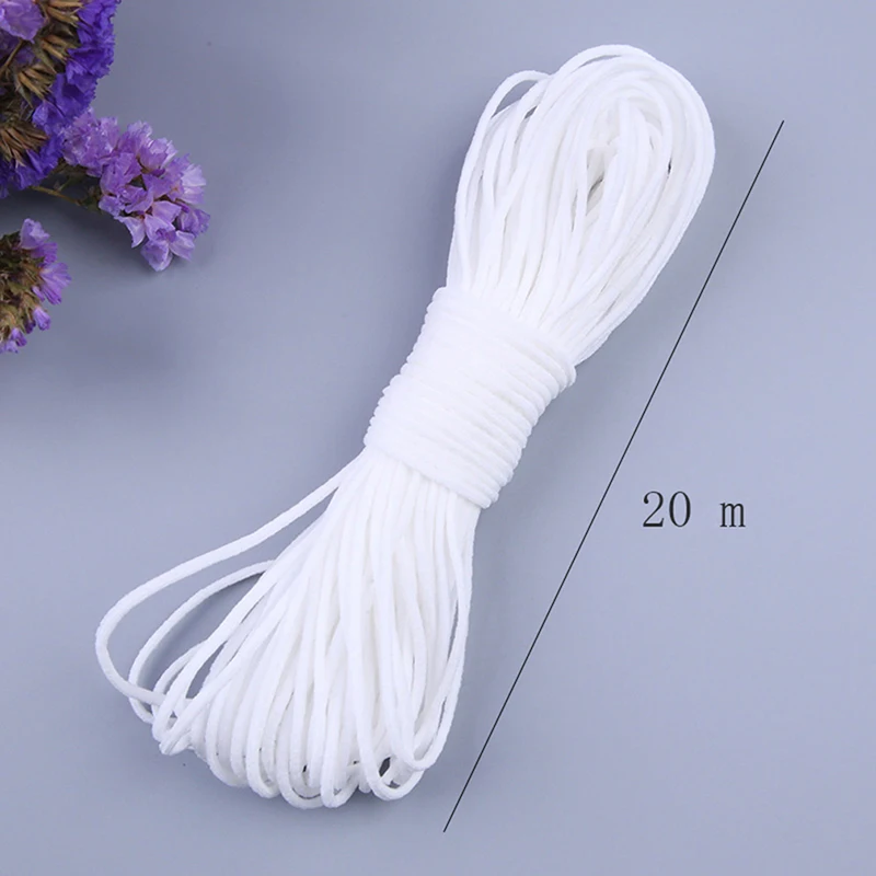 

3/5mm White DIY Face Mask Elastic Band Round Mask Elastic Cord Soft Elastic Bands Rubber Ear Hanging Rope DIY Sewing Accessories